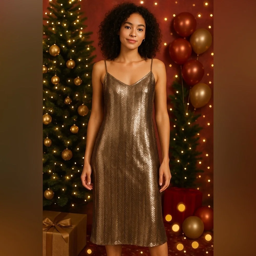 ✨ J.Crew Sequin Herringbone Slip Dress – Women’s Size 6